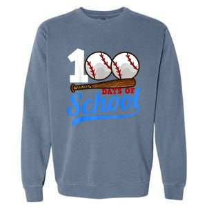 100 Days Of School Baseball 100th Day Garment-Dyed Sweatshirt