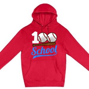 100 Days Of School Baseball 100th Day Premium Pullover Hoodie