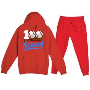 100 Days Of School Baseball 100th Day Premium Hooded Sweatsuit Set