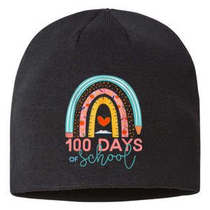 100th Day Of School Teacher 100 Days Smarter Boho Rainbow Sustainable Beanie