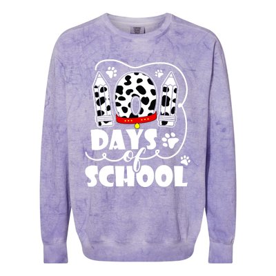 101 Days Of School Dalmatian Dog 100 Days Smarter Colorblast Crewneck Sweatshirt