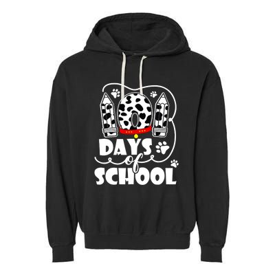 101 Days Of School Dalmatian Dog 100 Days Smarter Garment-Dyed Fleece Hoodie