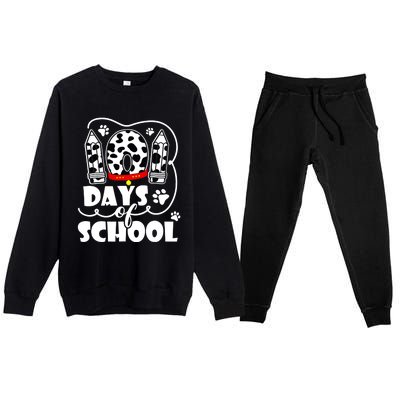 101 Days Of School Dalmatian Dog 100 Days Smarter Premium Crewneck Sweatsuit Set