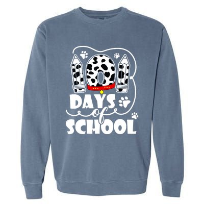 101 Days Of School Dalmatian Dog 100 Days Smarter Garment-Dyed Sweatshirt