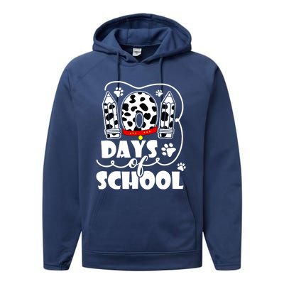 101 Days Of School Dalmatian Dog 100 Days Smarter Performance Fleece Hoodie