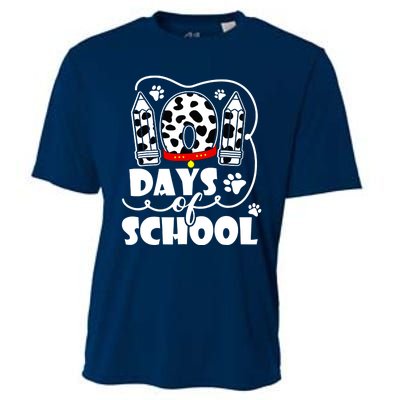 101 Days Of School Dalmatian Dog 100 Days Smarter Cooling Performance Crew T-Shirt