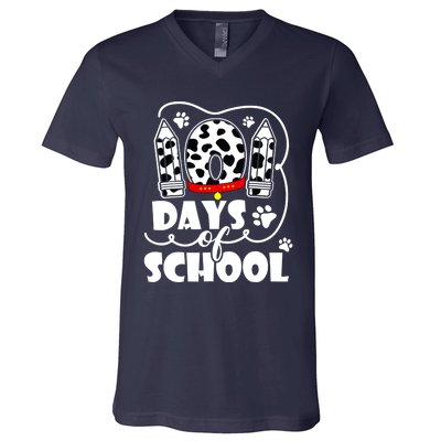 101 Days Of School Dalmatian Dog 100 Days Smarter V-Neck T-Shirt