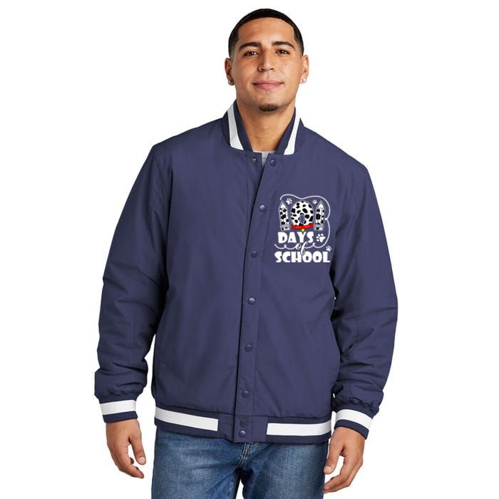 101 Days Of School Dalmatian Dog 100 Days Smarter Insulated Varsity Jacket