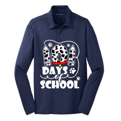 101 Days Of School Dalmatian Dog 100 Days Smarter Silk Touch Performance Long Sleeve Polo