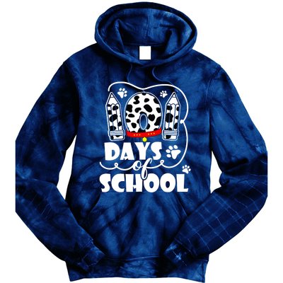 101 Days Of School Dalmatian Dog 100 Days Smarter Tie Dye Hoodie