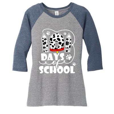 101 Days Of School Dalmatian Dog 100 Days Smarter Women's Tri-Blend 3/4-Sleeve Raglan Shirt