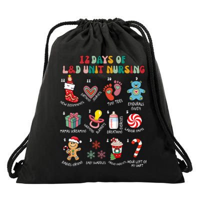 12 Days Of L&D Unit Nursing Labor & Delivery Nurse Christmas Drawstring Bag