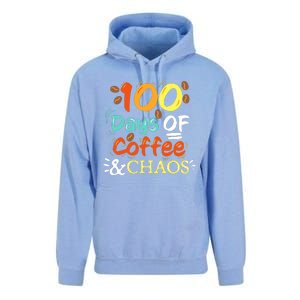 100 Days Of Coffee And Chaos 100 Days Of School Unisex Surf Hoodie