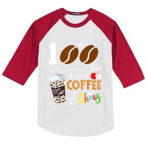 100 Days Of Coffee 100th Day Of School For Teacher Student Kids Colorblock Raglan Jersey