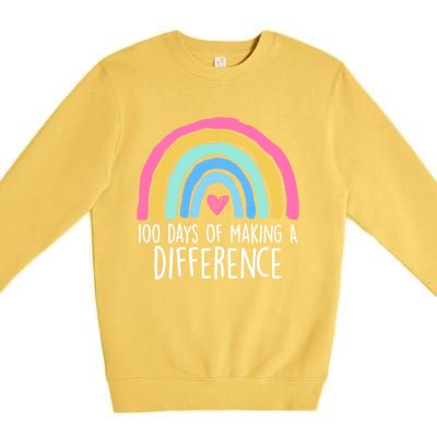 100 Days Of Making A Difference 100th Day Of School Teacher Gift Premium Crewneck Sweatshirt