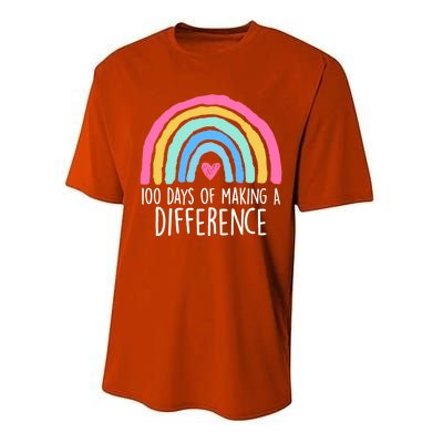 100 Days Of Making A Difference 100th Day Of School Teacher Gift Performance Sprint T-Shirt