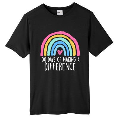 100 Days Of Making A Difference 100th Day Of School Teacher Gift Tall Fusion ChromaSoft Performance T-Shirt