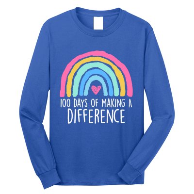 100 Days Of Making A Difference 100th Day Of School Teacher Gift Long Sleeve Shirt