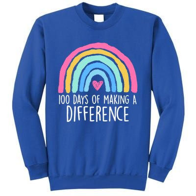 100 Days Of Making A Difference 100th Day Of School Teacher Gift Tall Sweatshirt