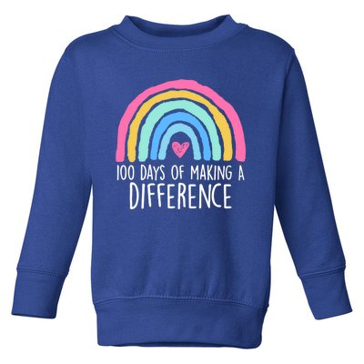 100 Days Of Making A Difference 100th Day Of School Teacher Gift Toddler Sweatshirt