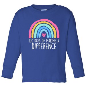 100 Days Of Making A Difference 100th Day Of School Teacher Gift Toddler Long Sleeve Shirt