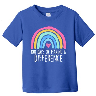 100 Days Of Making A Difference 100th Day Of School Teacher Gift Toddler T-Shirt