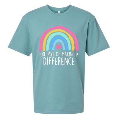 100 Days Of Making A Difference 100th Day Of School Teacher Gift Sueded Cloud Jersey T-Shirt