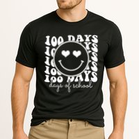 100 Days Of School Retro Smiley Heart Cooling Performance Crew T-Shirt