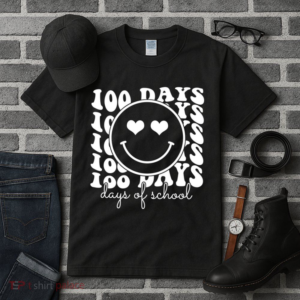 100 Days Of School Retro Smiley Heart Tall T-Shirt