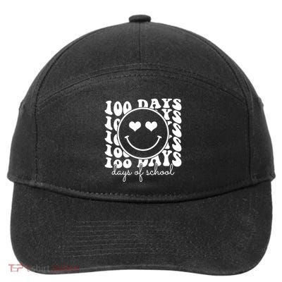 100 Days Of School Retro Smiley Heart 7-Panel Snapback Hat