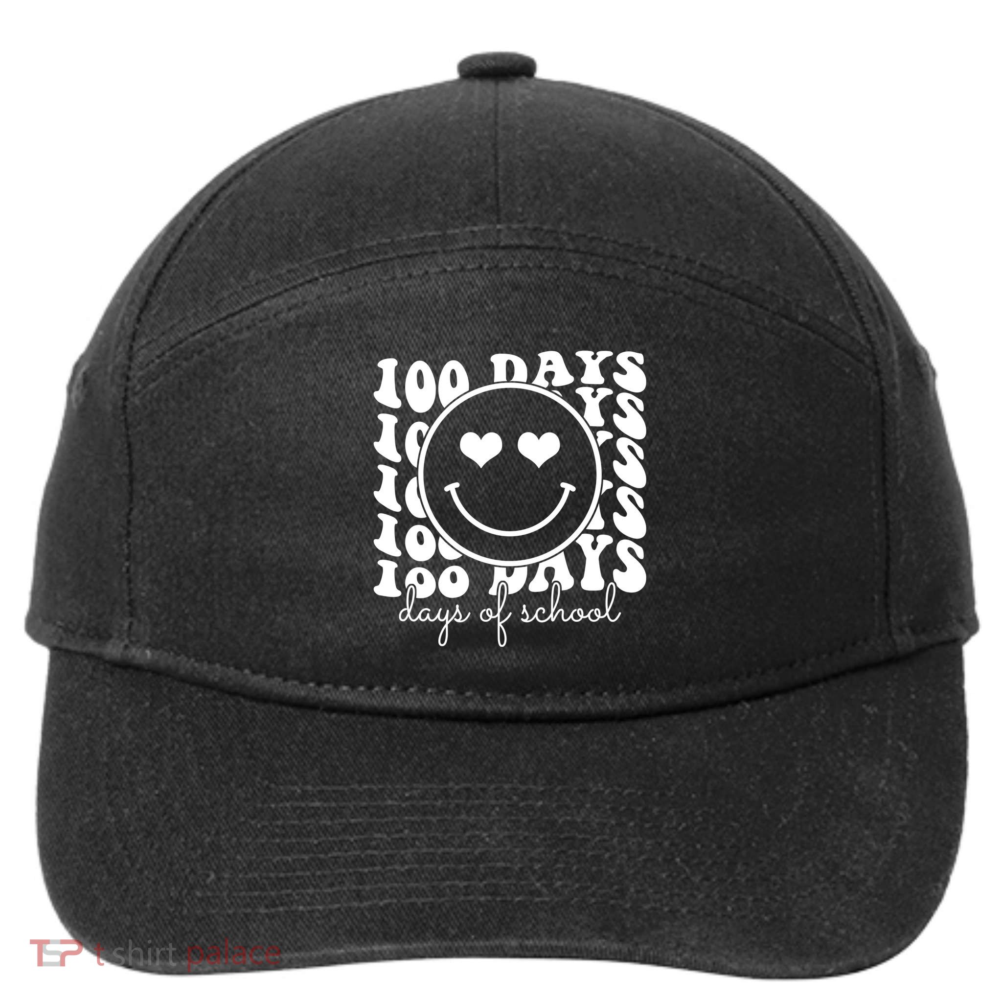 100 Days Of School Retro Smiley Heart 7-Panel Snapback Hat