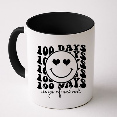 100 Days Of School Retro Smiley Heart Mug