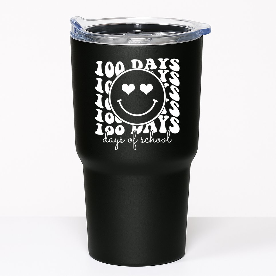 100 Days Of School Retro Smiley Heart Tumbler