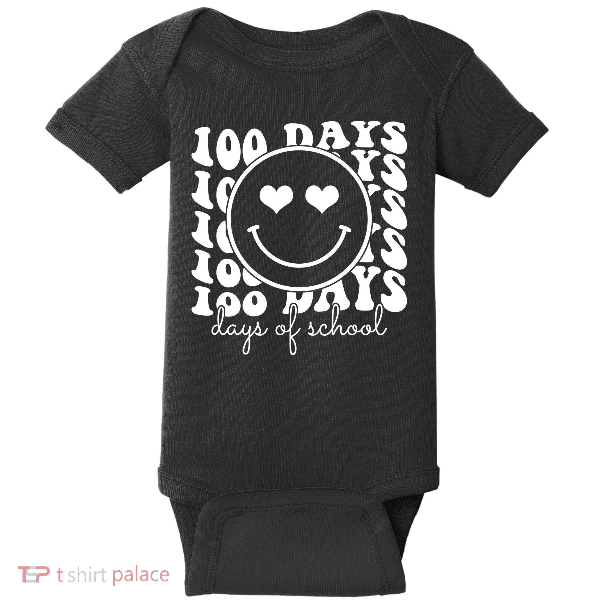 100 Days Of School Retro Smiley Heart Baby Bodysuit