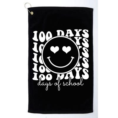 100 Days Of School Retro Smiley Heart Golf Towel