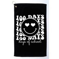 100 Days Of School Retro Smiley Heart Golf Towel