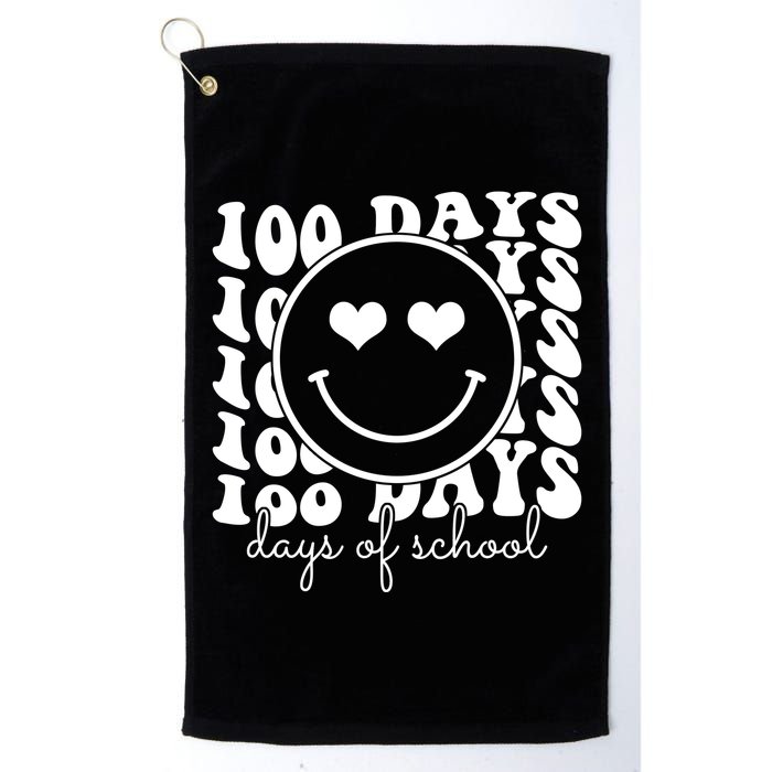 100 Days Of School Retro Smiley Heart Golf Towel