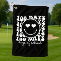 100 Days Of School Retro Smiley Heart Golf Towel
