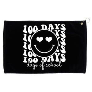 100 Days Of School Retro Smiley Heart Grommeted Golf Towel