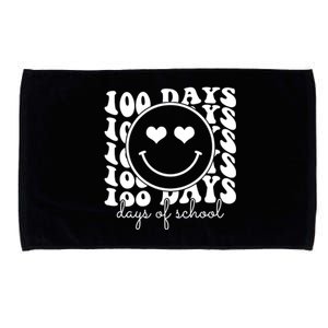 100 Days Of School Retro Smiley Heart Microfiber Hand Towel