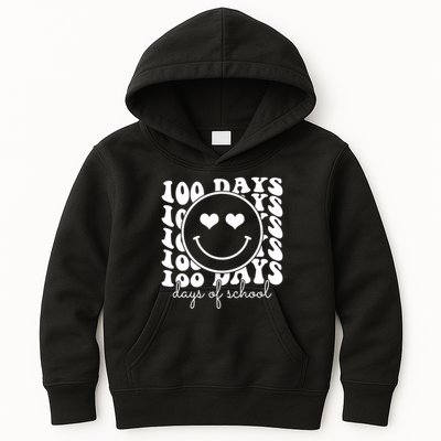 100 Days Of School Retro Smiley Heart Kids Hoodie