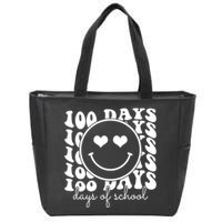 100 Days Of School Retro Smiley Heart Zip Tote Bag