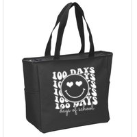 100 Days Of School Retro Smiley Heart Zip Tote Bag