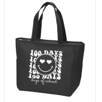 100 Days Of School Retro Smiley Heart Zip Tote Bag
