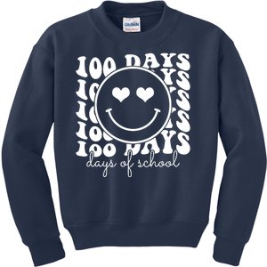 100 Days Of School Retro Smiley Heart Kids Sweatshirt