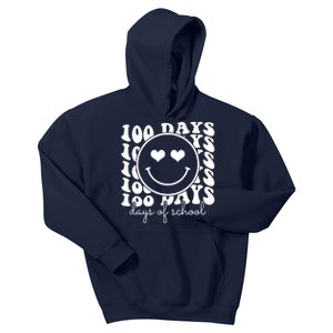 100 Days Of School Retro Smiley Heart Kids Hoodie