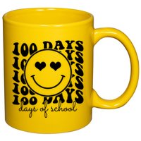 100 Days Of School Retro Smiley Heart 11oz C Handle Ceramic Mug