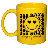 100 Days Of School Retro Smiley Heart 11oz C Handle Ceramic Mug