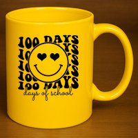 100 Days Of School Retro Smiley Heart 11oz C Handle Ceramic Mug