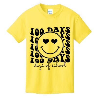 100 Days Of School Retro Smiley Heart Kids T-Shirt